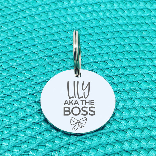 Personalised Pet Tag, 'The Boss' Design (Personalised Custom Engraved Dog Tag)