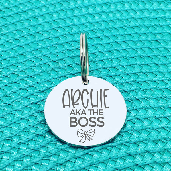 Personalised Pet Tag, 'The Boss' Design (Personalised Custom Engraved Dog Tag)