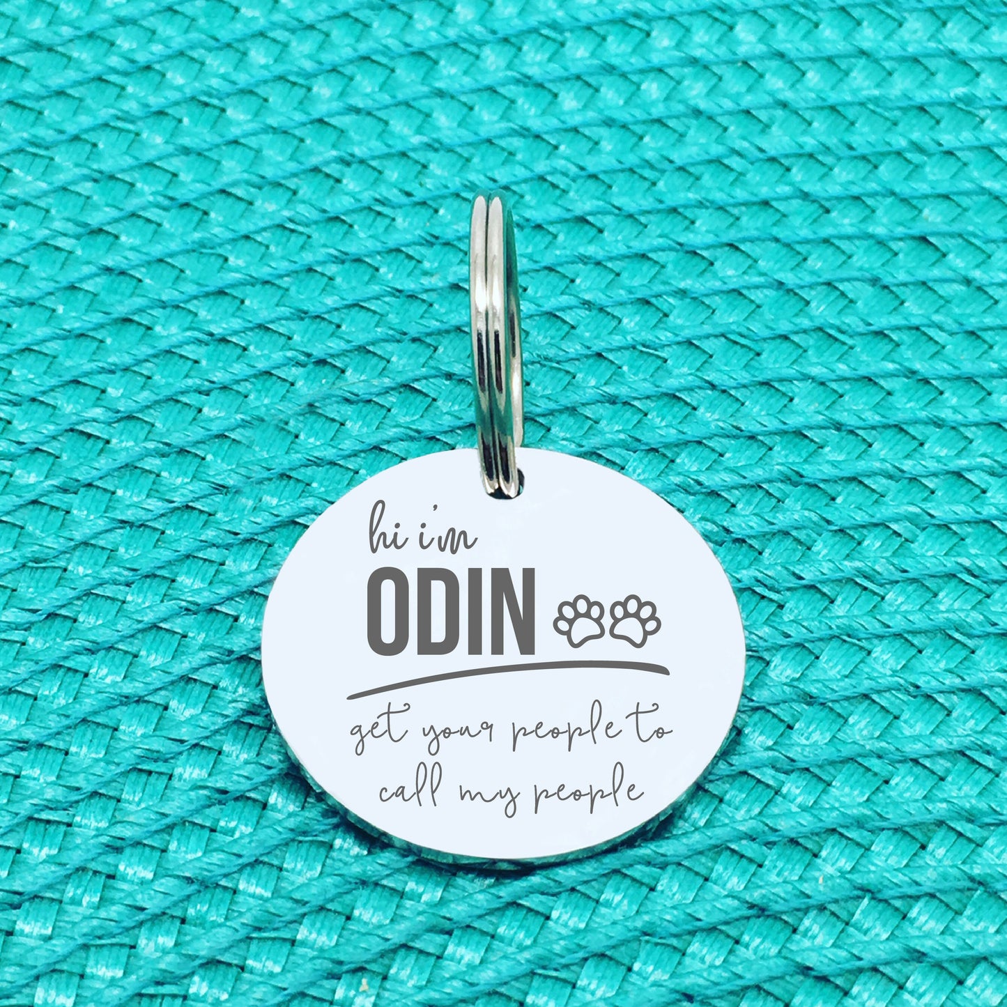 Personalised Pet Tag, 'Missy' Get Your People To Call My People Design (Personalised Custom Engraved Dog Tag)