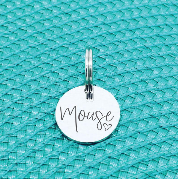 Personalised Pet Tag, Pancake Design with Heart Image (Personalised Dog Tag / Personalised Cat Tag)