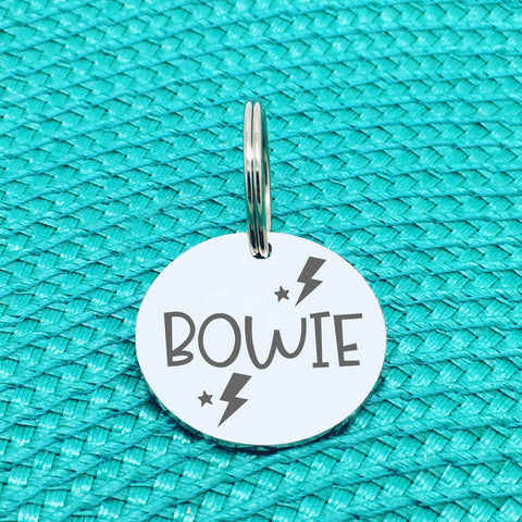 Engraved Personalised Pet Tag, Lightning Bolt Design (Personalised Custom Engraved Dog Tag)
