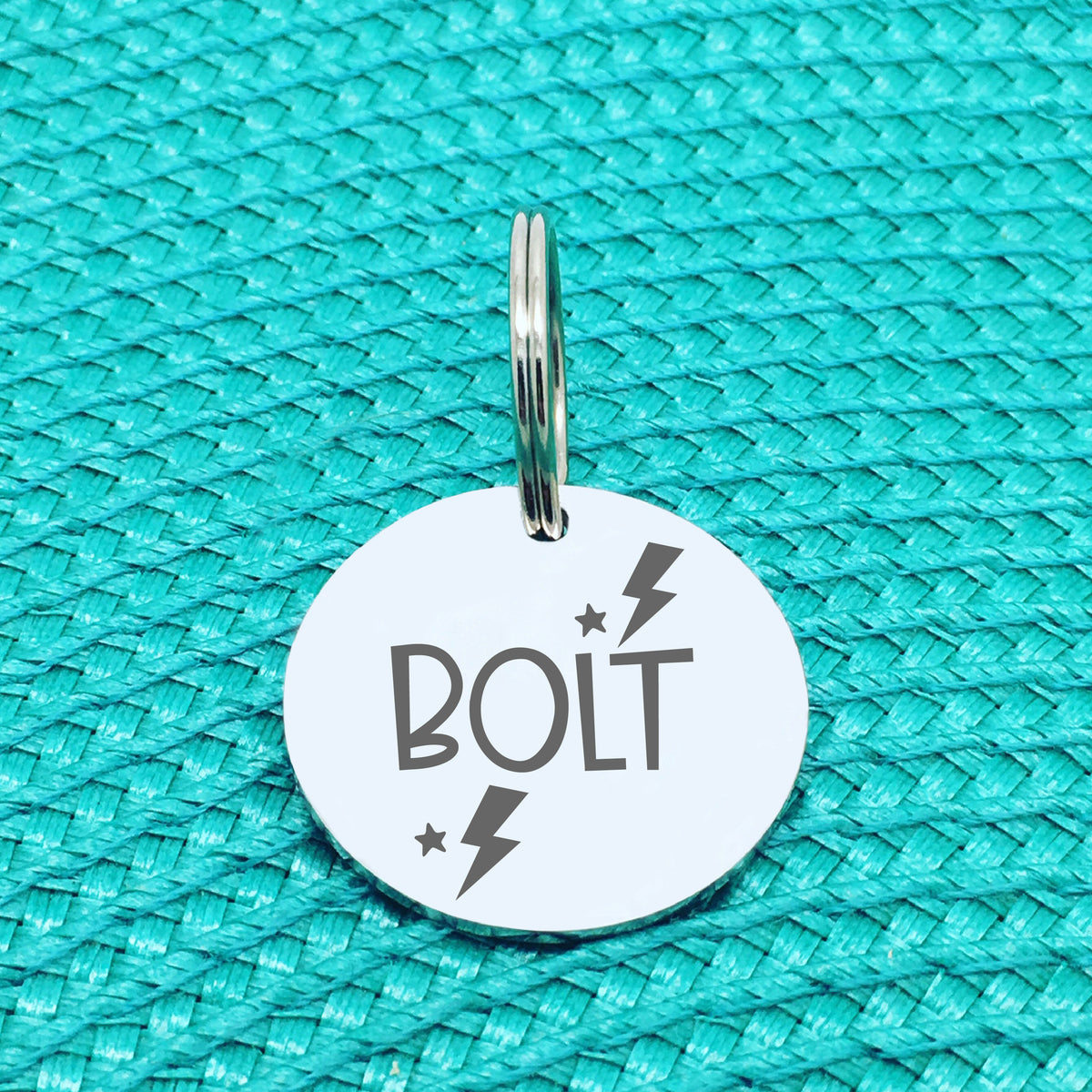 Engraved Personalised Pet Tag, Lightning Bolt Design (Personalised Custom Engraved Dog Tag)