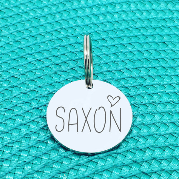 Engraved Personalised Pet Tag, 'Marnie' Heart Design (Personalised Custom Engraved Dog Tag)