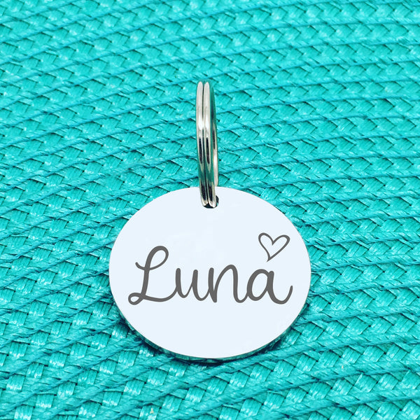 Engraved Custom Pet Tag Frankie Heart Design (Personalised Dog Tag / Personalised Cat Tag)