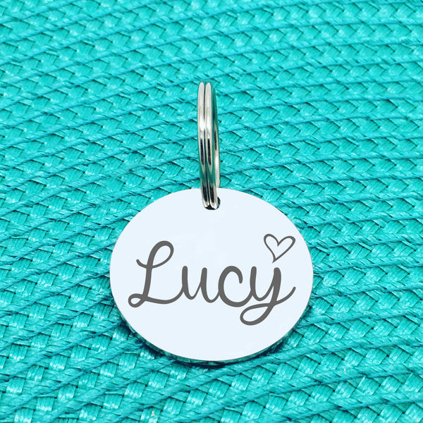 Engraved Custom Pet Tag Frankie Heart Design (Personalised Dog Tag / Personalised Cat Tag)