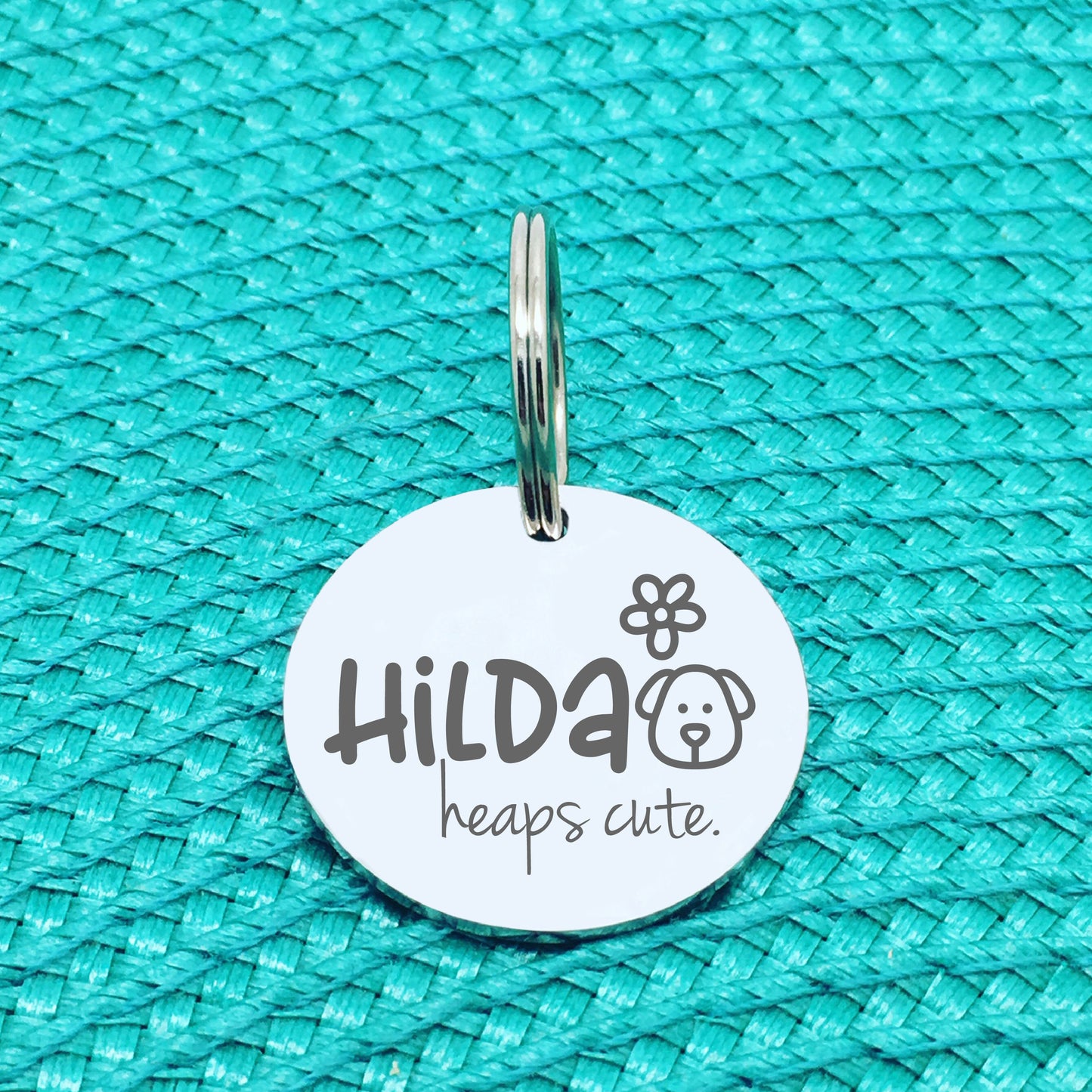 Personalised Pet Tag, 'Evie' Heaps Cute Design (Personalised Custom Engraved Dog Tag)