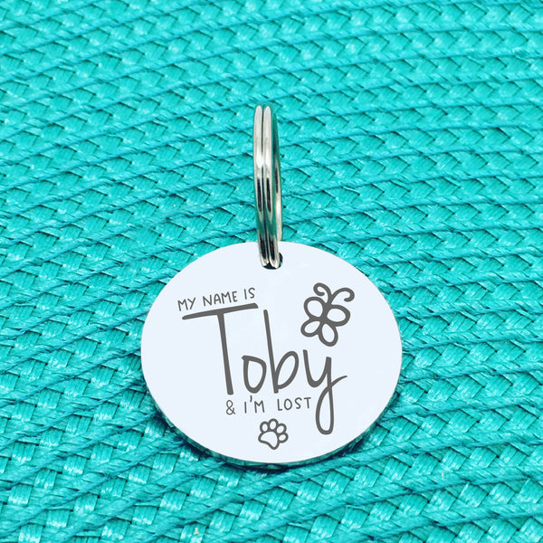 Personalised Pet Tag, 'Olive' I'm Lost Design (Personalised Custom Engraved Dog Tag)