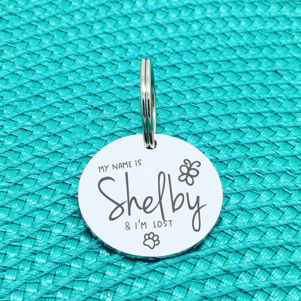 Personalised Pet Tag, 'Olive' I'm Lost Design (Personalised Custom Engraved Dog Tag)