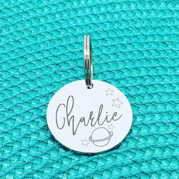 Personalised Pet Tag, Jupiter Space Design with Stars and Space Images (Personalised Dog Tag / Personalised Cat Tag)
