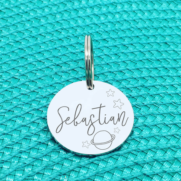 Personalised Pet Tag, Jupiter Space Design with Stars and Space Images (Personalised Dog Tag / Personalised Cat Tag)
