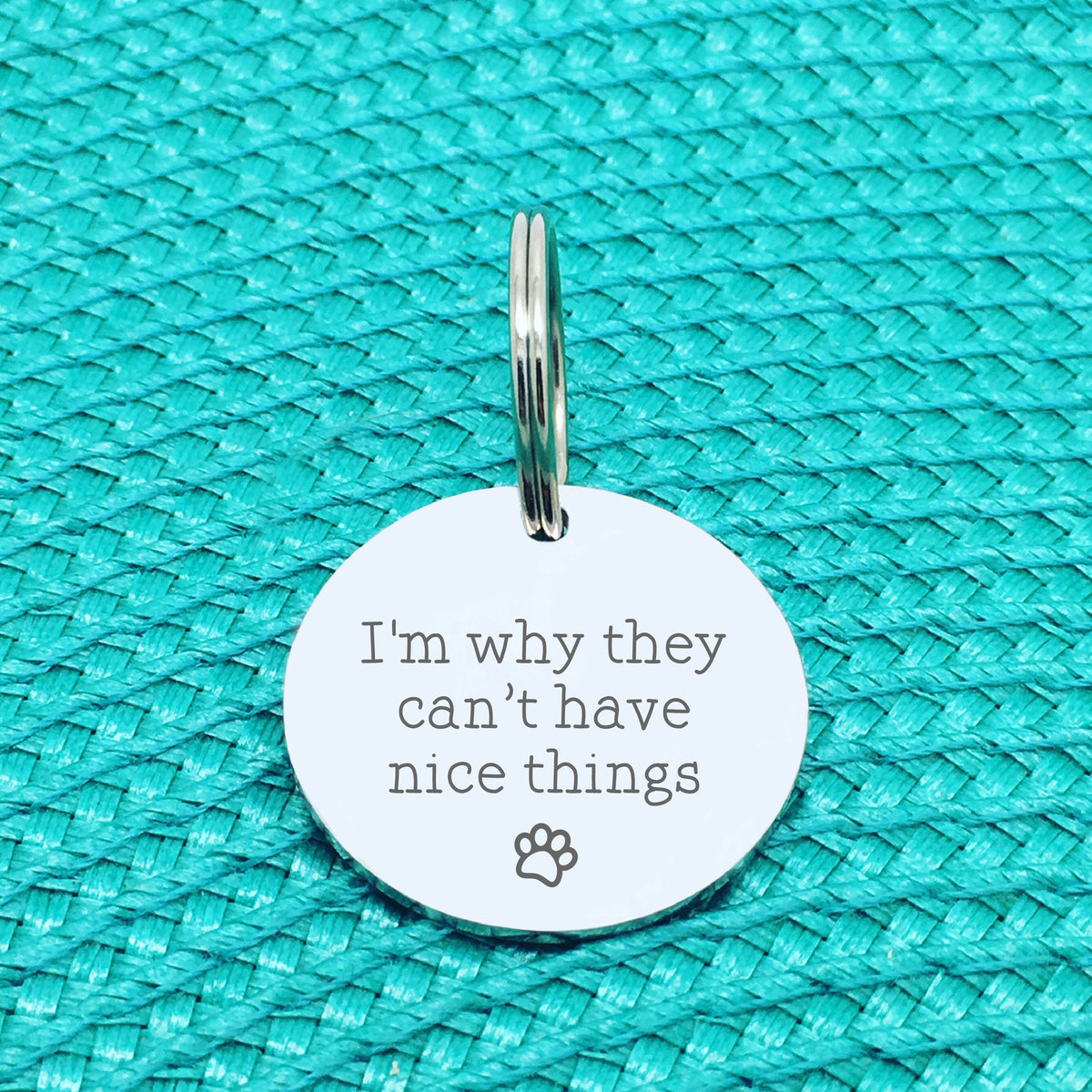 Personalised Pet Tag, 'I'm Why They Can't Have Nice Things' Design (Personalised Custom Engraved Dog Tag)