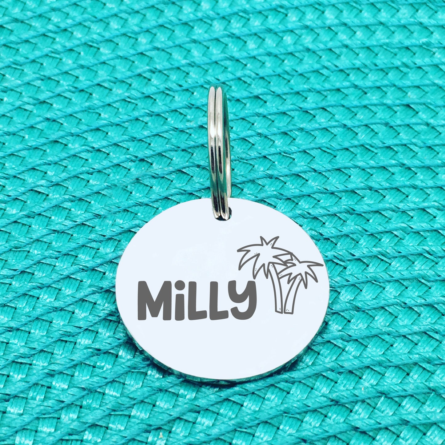Engraved Personalised Pet Tag, 'Cali' Palm Tree Design (Personalised Custom Engraved Dog Tag)