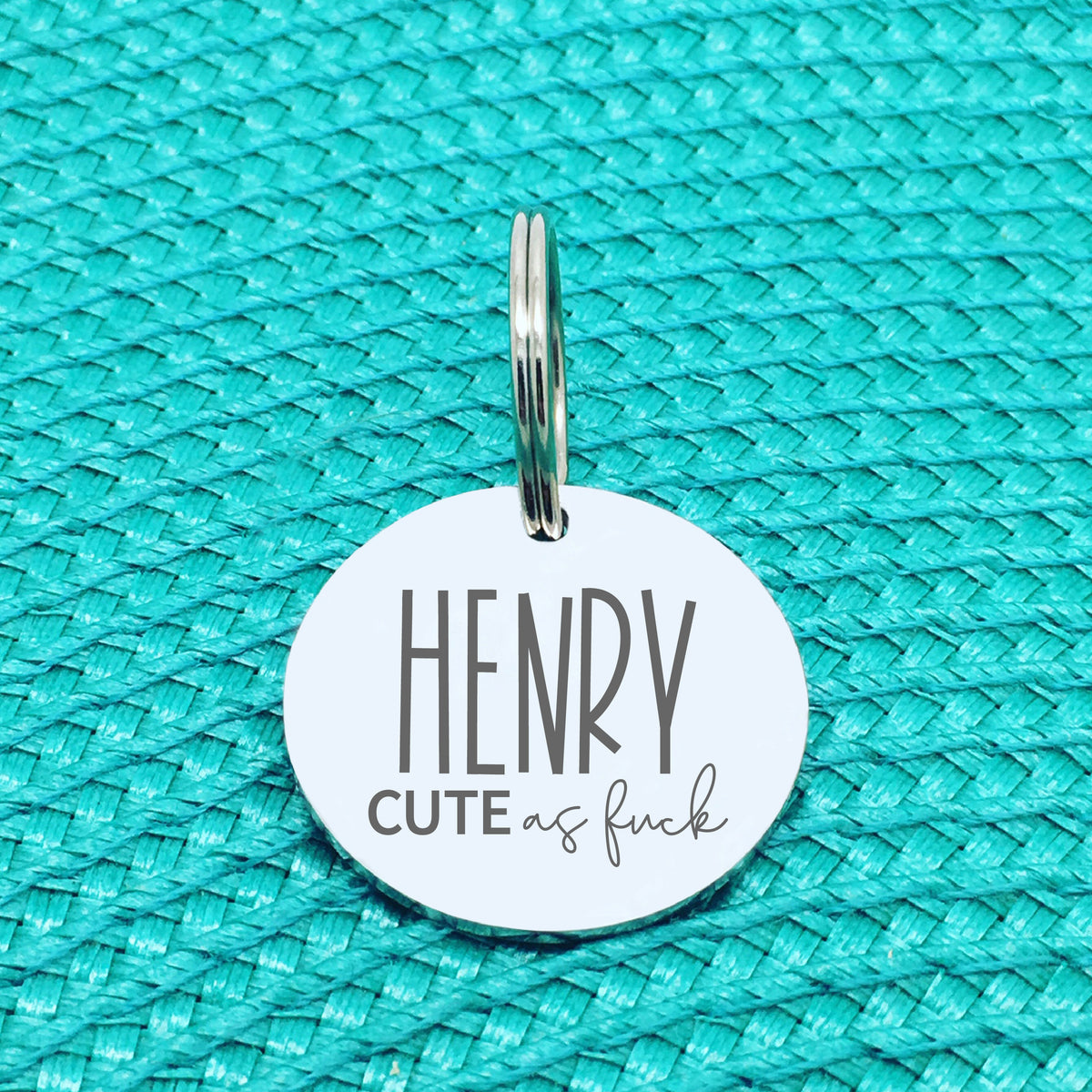 Personalised Pet Tag, 'Cute As Fuck' Design (Personalised Custom Engraved Dog Tag)