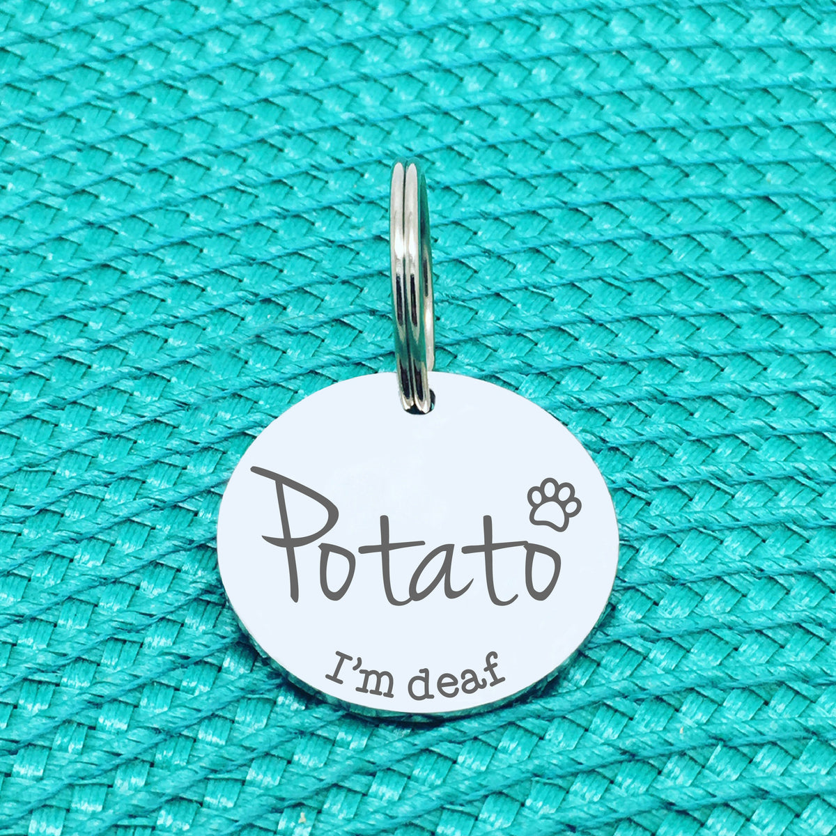 Personalised Pet Tag, 'I'm Deaf' Design (Personalised Custom Engraved Dog Tag)