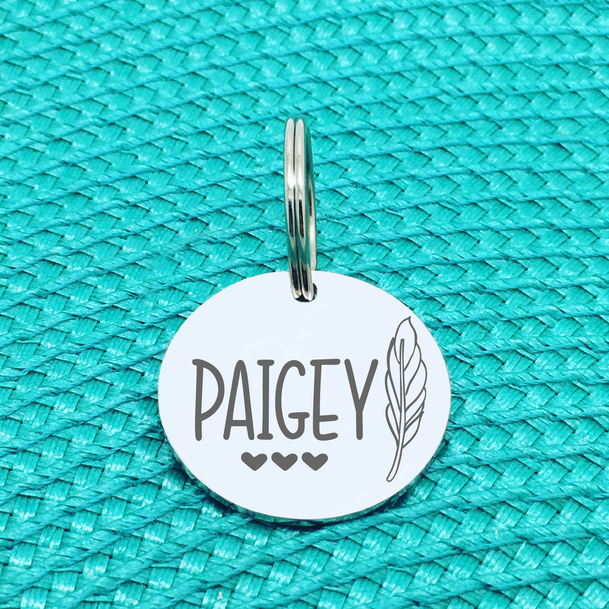 Personalised Pet Tag, Neville Design with Feather Image (Personalised Dog Tag / Personalised Cat Tag)