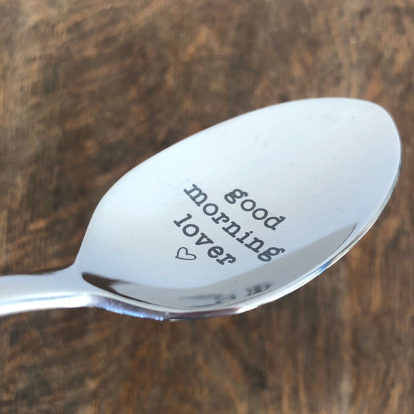 Good Morning Lover Engraved Spoon (Unique Anniversary Gift, Valentines Day Gifts for Him)