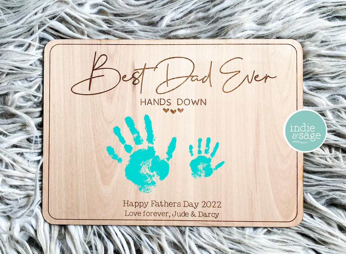 Personalised Hand Print Plaque, Hands Down Best Ever! Add your message and  info