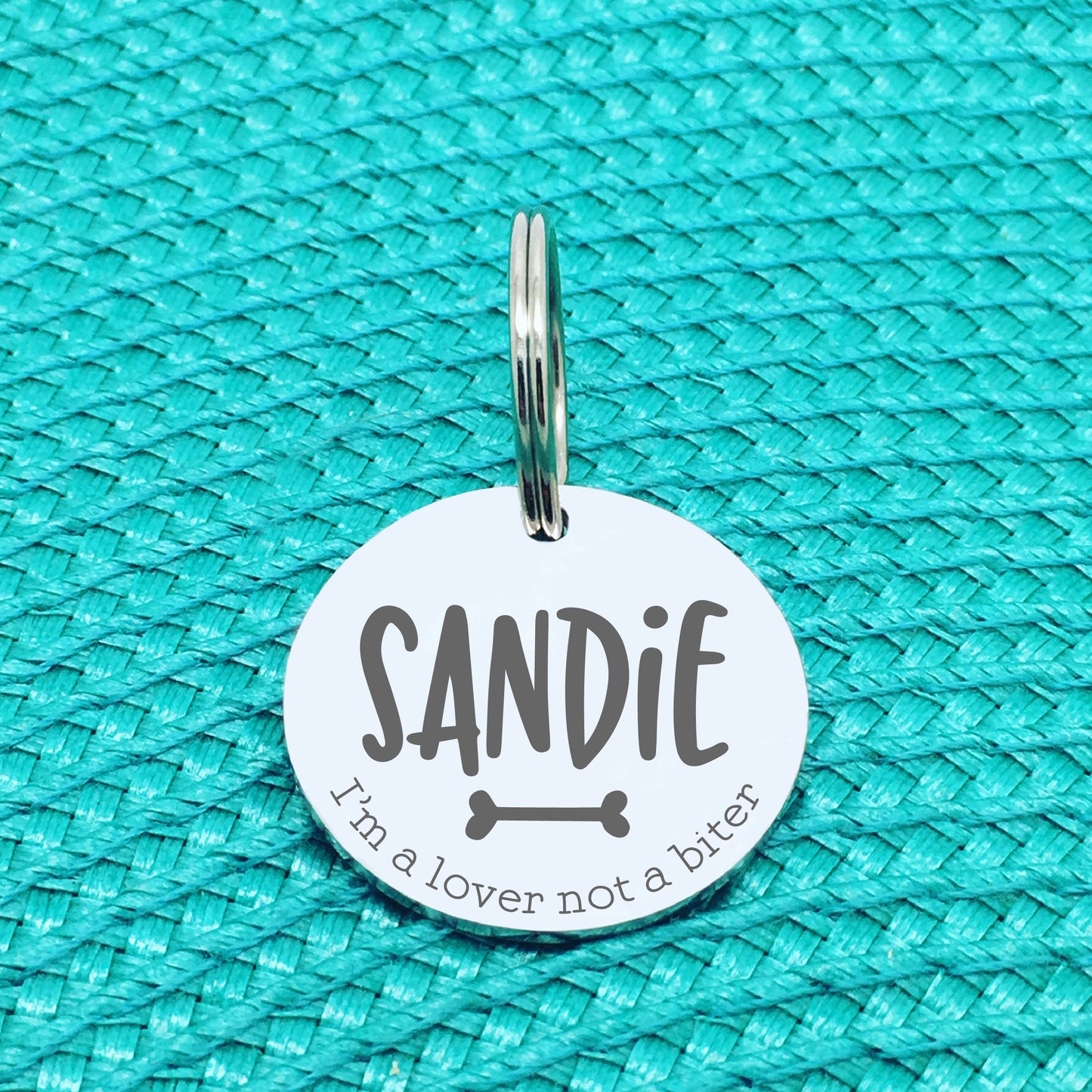 Engraved Custom Pet Tag I'm A Lover Not A Biter Design (Personalised Dog Tag)