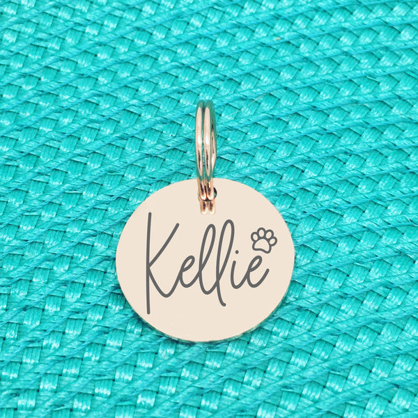 Double Sided Engraved Silver Rose Gold Dog Name Tag, Personalised ID Tag, Custom Dog Name Tag, Dog Collar Tag, Dog ID Name Tag, Double Sided Personalised Dog Tag, Cute Custom Pet Tag, Cat Tag, Personlalised Cat Tags