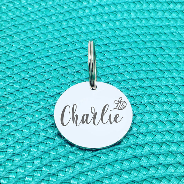 Cute Custom Cat Name Tag with Bee