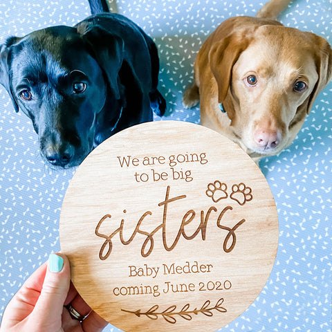 Pregnancy Announcement Sign, Dog Baby Announcement - Change The Wording (New Baby Arrival Plaque)