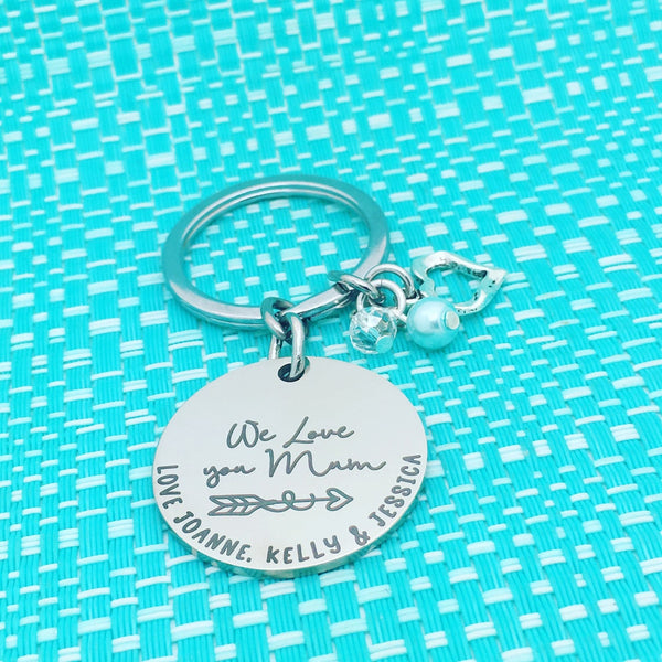 We Love You Mum Personalised Keyring (Change Mum to another name of your choosing)