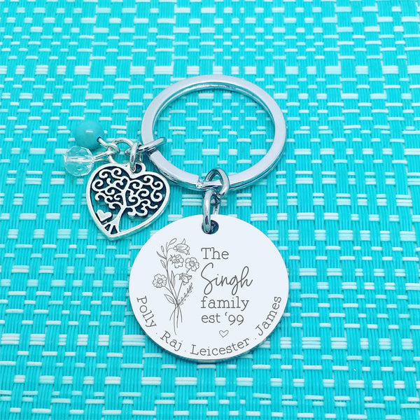Family Established Personalised Keyring (Mum or Grandmother Keepsake Gift)