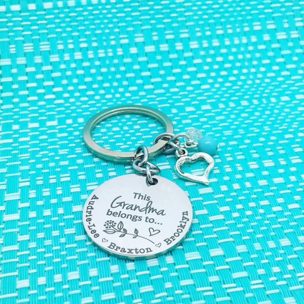 This Grandma Belongs To Personalised Keyring (Change Grandma to another name of your choosing)