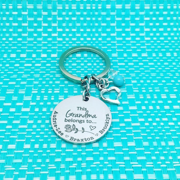 This Grandma Belongs To Personalised Keyring (Change Grandma to another name of your choosing)