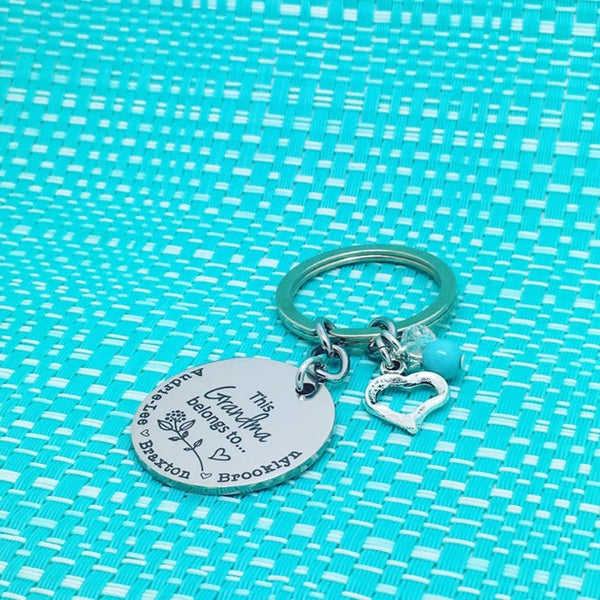 This Grandma Belongs To Personalised Keyring (Change Grandma to another name of your choosing)