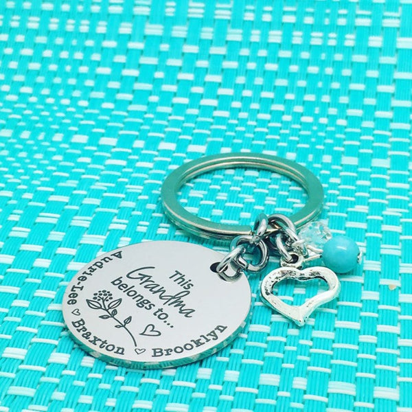 This Grandma Belongs To Personalised Keyring (Change Grandma to another name of your choosing)