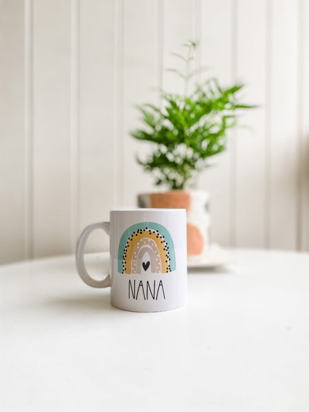 Personalised Rainbow Mug, Add Your Name To The Front & Message To The Back