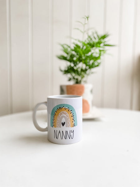Personalised Rainbow Mug, Add Your Name To The Front & Message To The Back