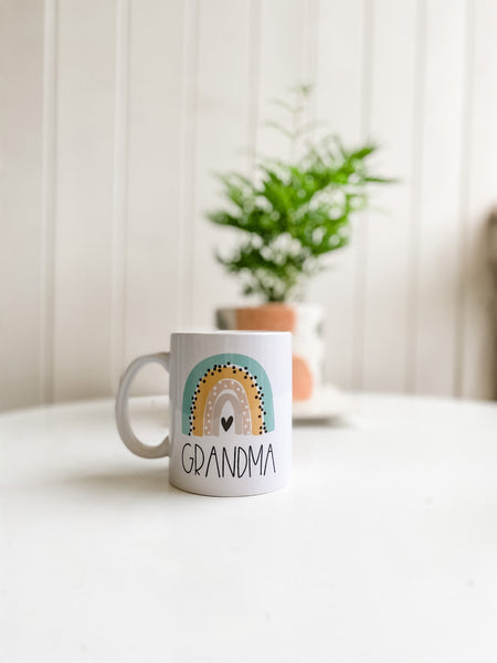 Personalised Rainbow Mug, Add Your Name To The Front & Message To The Back
