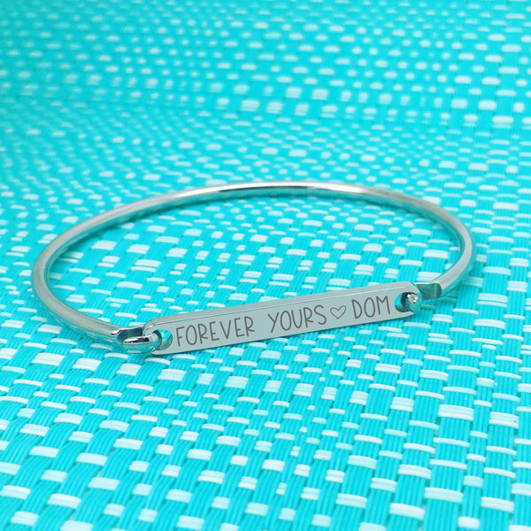 Personalised Bar Bangle, Engraved With Names Of Your Choosing (Custom ID Bangle)