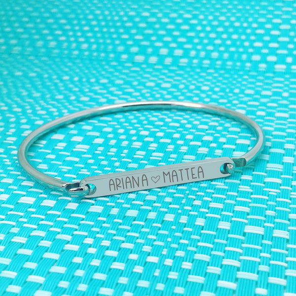 Personalised Bar Bangle, Engraved With Names Of Your Choosing (Custom ID Bangle)