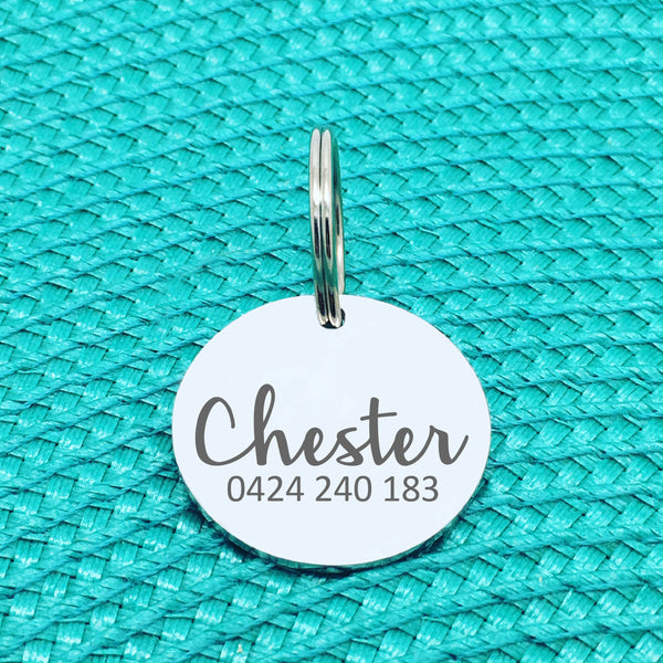 Simple Personalised Pet Tag, 'River' Design (Personalised Custom Engraved Dog Tag /  Personalised Cat Tag)