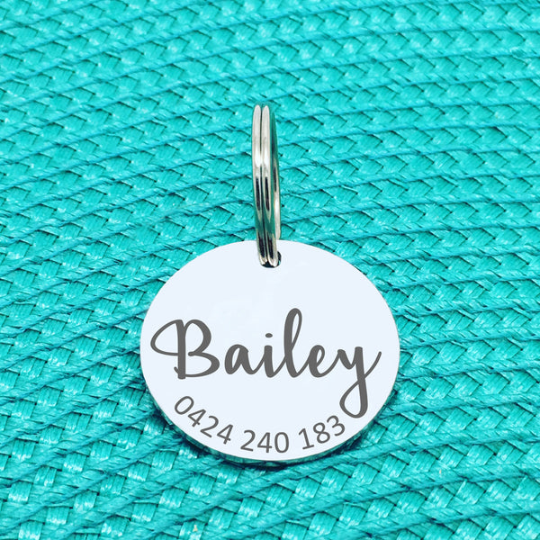Simple Personalised Pet Tag, 'River' Design (Personalised Custom Engraved Dog Tag /  Personalised Cat Tag)