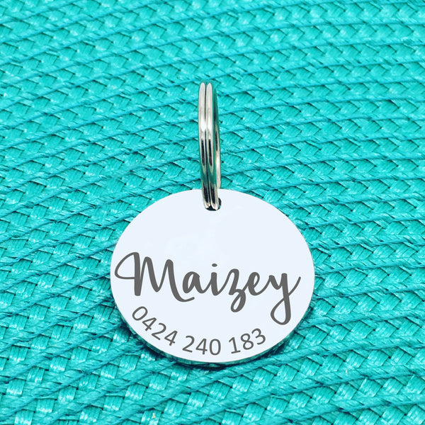 Simple Personalised Pet Tag, 'River' Design (Personalised Custom Engraved Dog Tag /  Personalised Cat Tag)