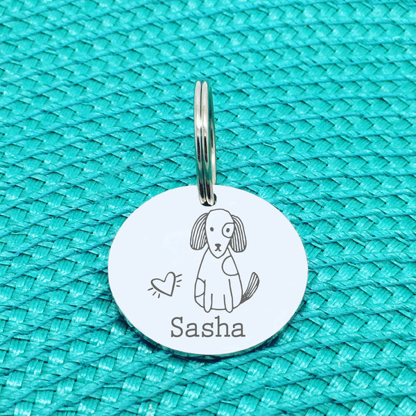 Personalised Pet Tag 'Shelby' Dog Design (Custom Engraved Silver Dog Tag)
