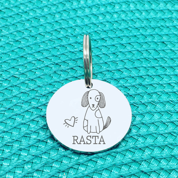 Personalised Pet Tag 'Shelby' Dog Design (Custom Engraved Silver Dog Tag)