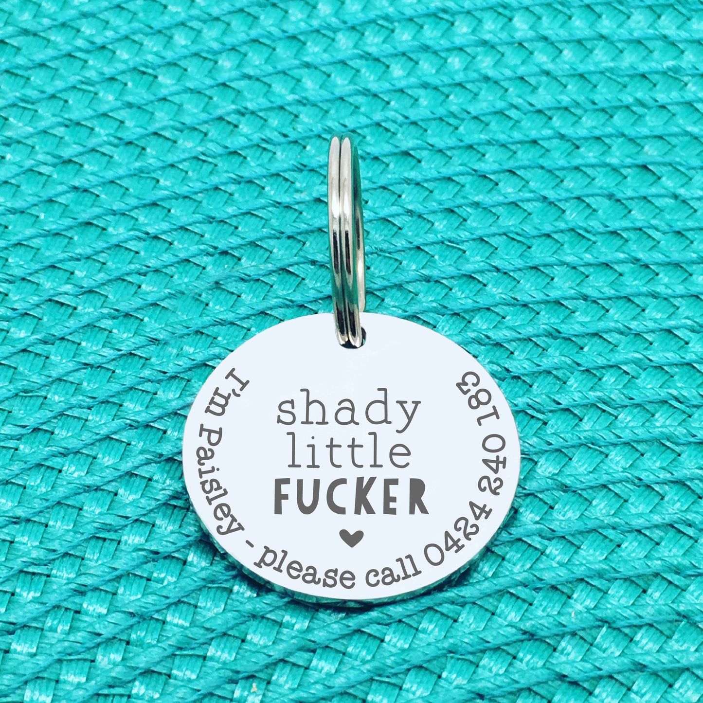 Personalised Pet Tag, Shady Little Fucker Design (Personalised Custom Engraved Dog Tag)