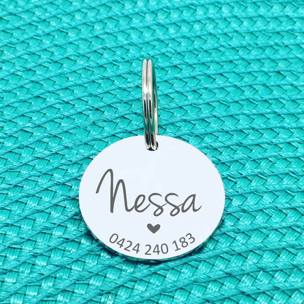 Personalised Pet Tag, Billie Heart Design (Personalised Custom Engraved Dog Tag /  Personalised Cat Tag)