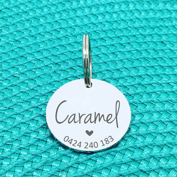 Personalised Pet Tag, Billie Heart Design (Personalised Custom Engraved Dog Tag /  Personalised Cat Tag)