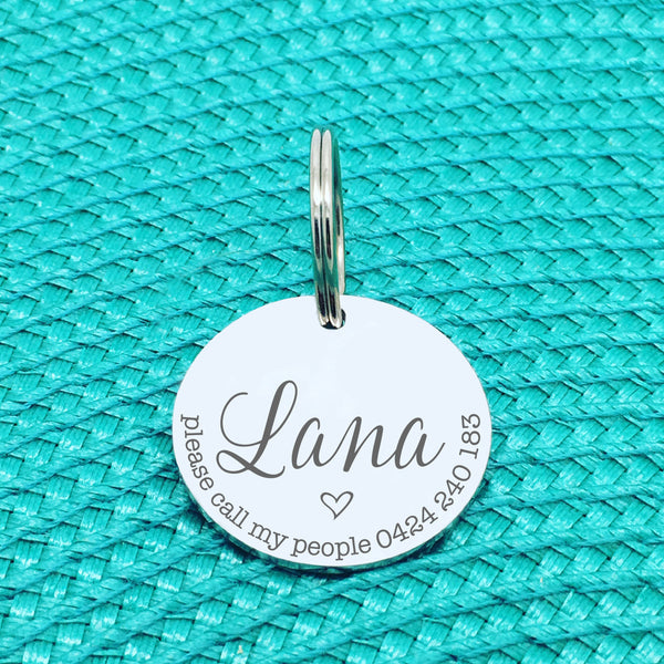 Personalised Pet Tag, Please Call My People, 'Rylo' Design (Custom Engraved Dog Tag)