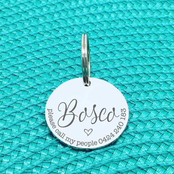 Personalised Pet Tag, Please Call My People, 'Rylo' Design (Custom Engraved Dog Tag)