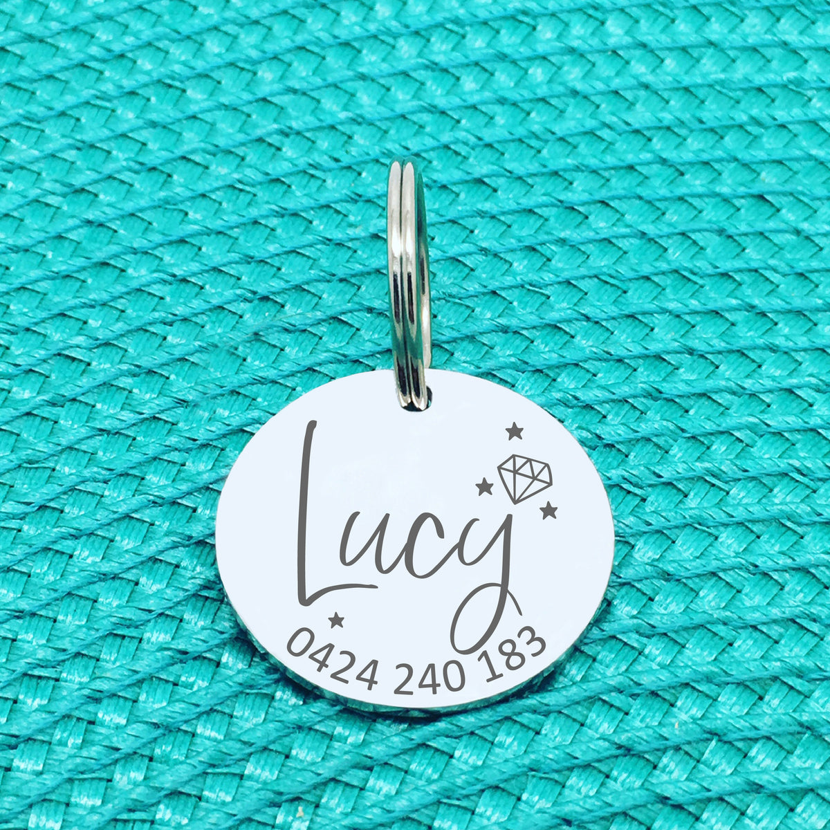 Personalised Pet Tag, 'Diva' Diamond & Star Design (Personalised Custom Engraved Dog Tag / Personalised Cat Tag)