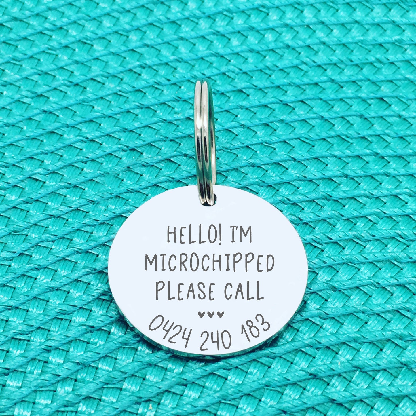 Personalised Pet Tag - Hello I'm Microchipped Please Call Double Sided Dog Tag (Personalised Dog Tag)