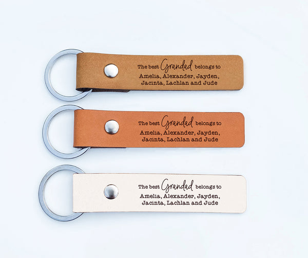 Personalised Leather Keychain, 'This Grandad Belongs Too' (dedicate it to anyone you please)