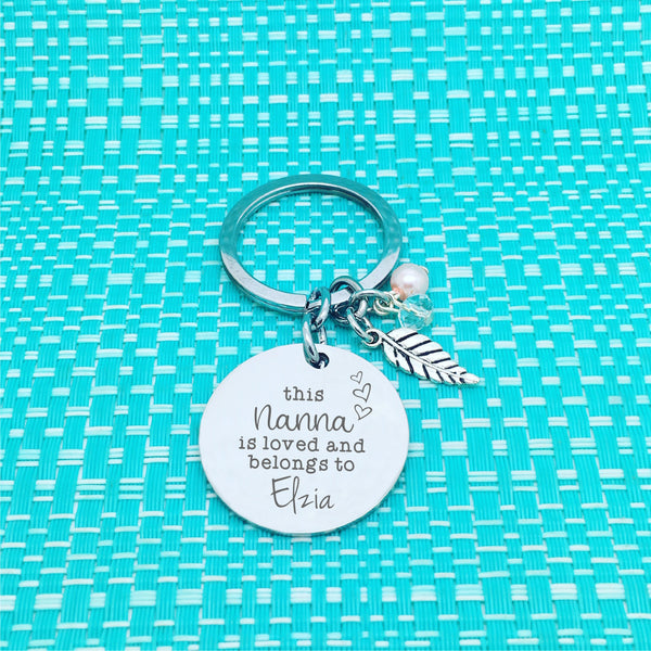 This Mum is Loved and belongs to Personalised Keyring (Change Mum to another name of your choosing)